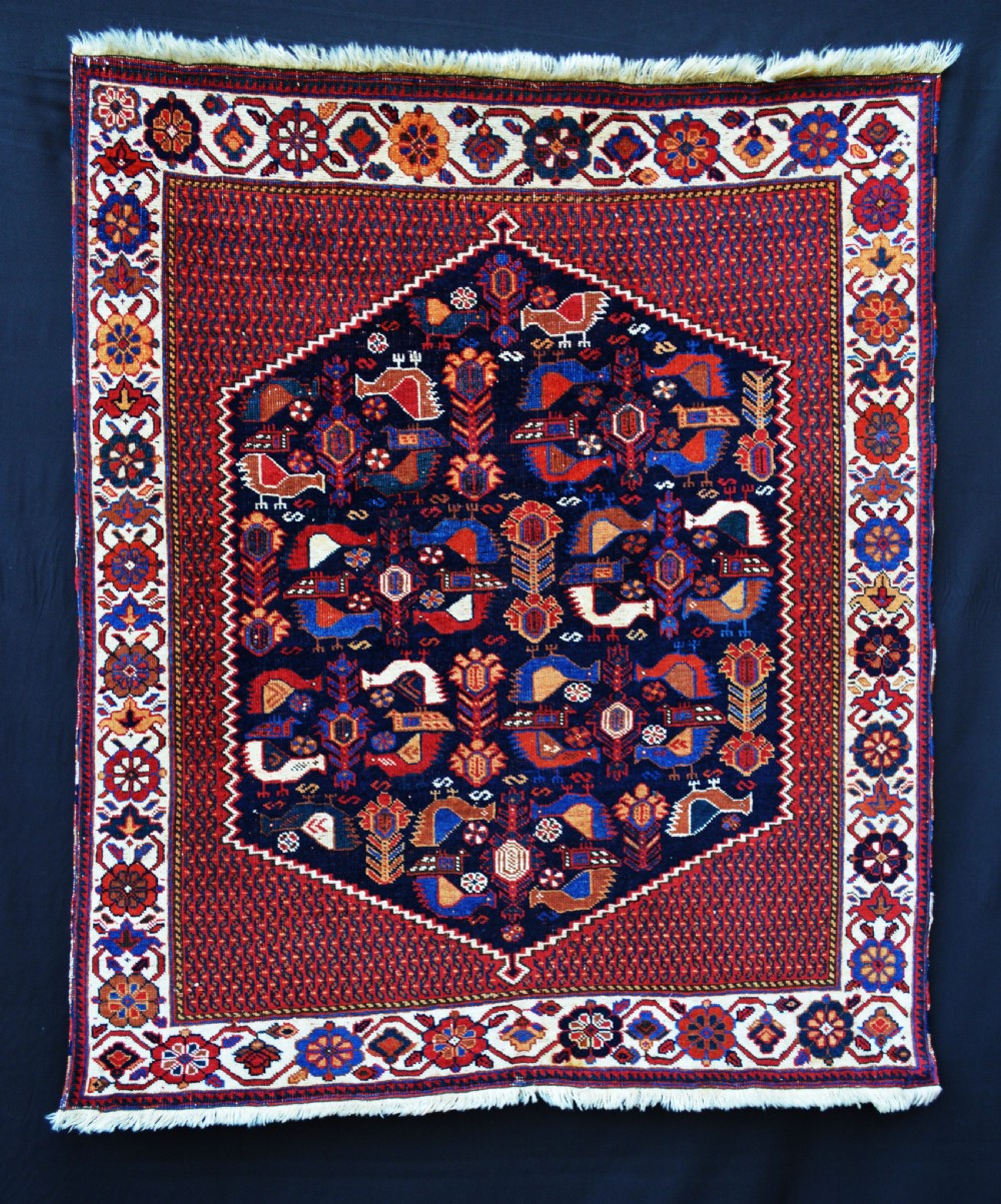 antique afshar tribal 'masnad' throne rug bardsir or sirjan region kerman province south persia
