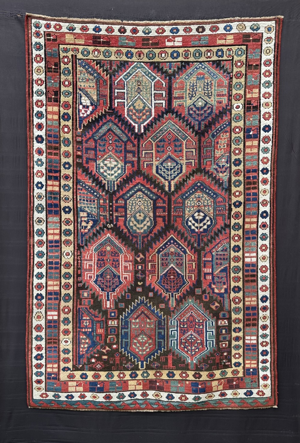 antique kurdish tribal rug kurds of sa'uj bulagh persian kurdistan